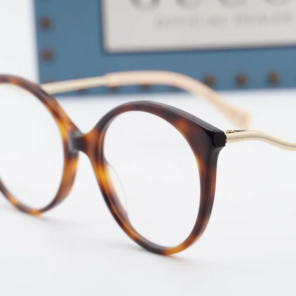 Gucci GG1009O 001 Round Eyeglasses 52mm Havana/Gold - Picture 8 of 12